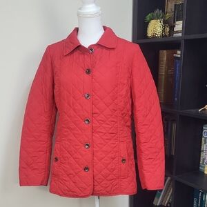 J. JILL Red Lightweight Quilted Button Down Barn Coat
